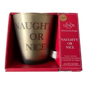 Lenox Naughty or Nice Glass Votive Ornament New in Box